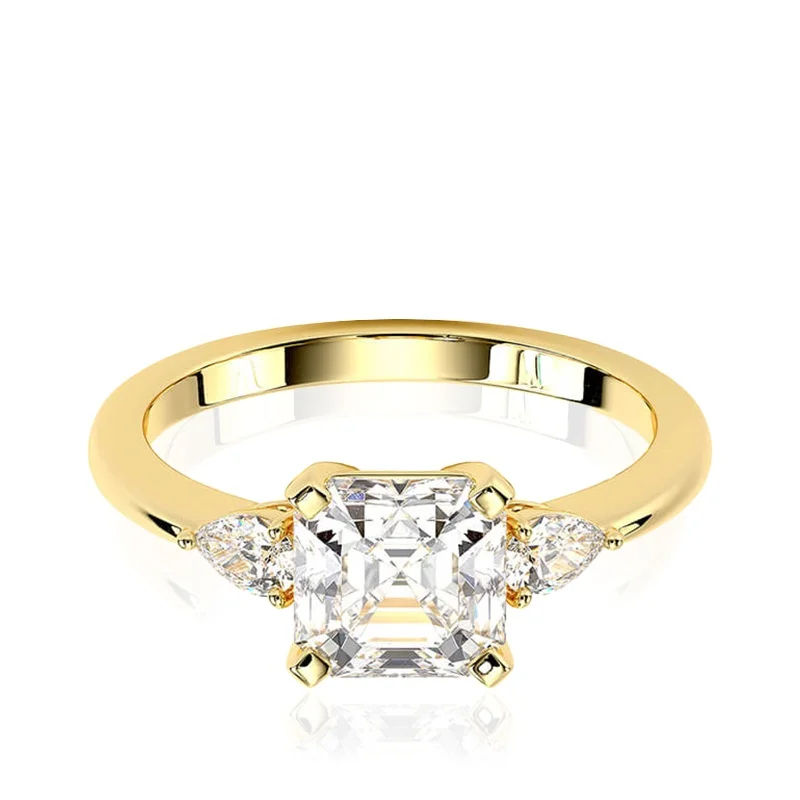 Evaan Lab Grown Diamond Three Stone Ring – Asscher — Thumbnail 5