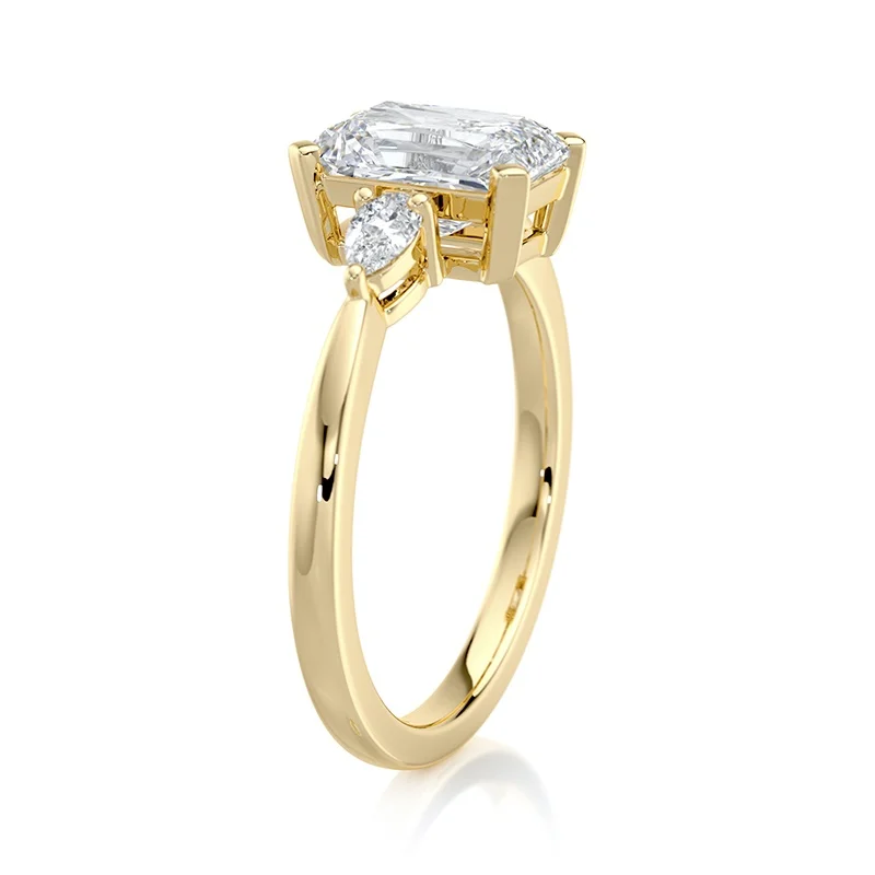 Evaan Lab Grown Diamond Three Stone Ring – Radiant — Thumbnail 2
