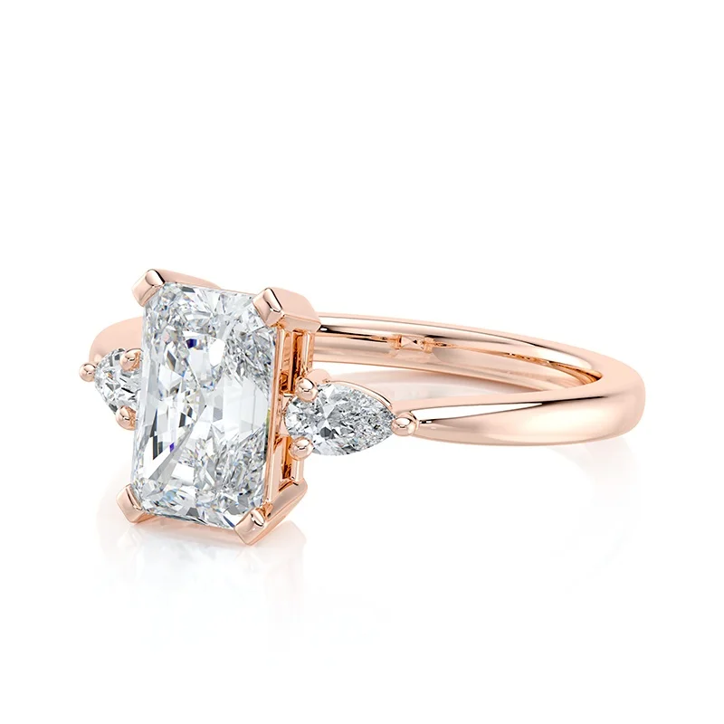 Evaan Lab Grown Diamond Three Stone Ring – Radiant — Thumbnail 4