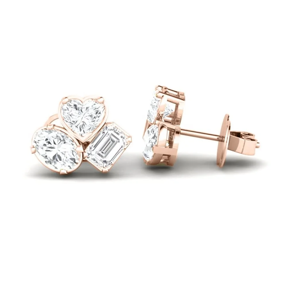 three stone lab diamond studs — Thumbnail 2