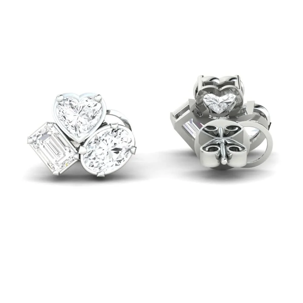 three stone lab diamond studs — Thumbnail 3