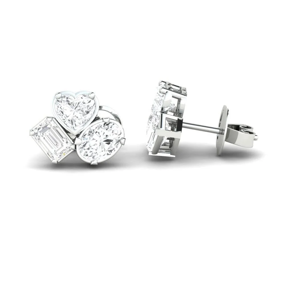 three stone lab diamond studs — Thumbnail 4