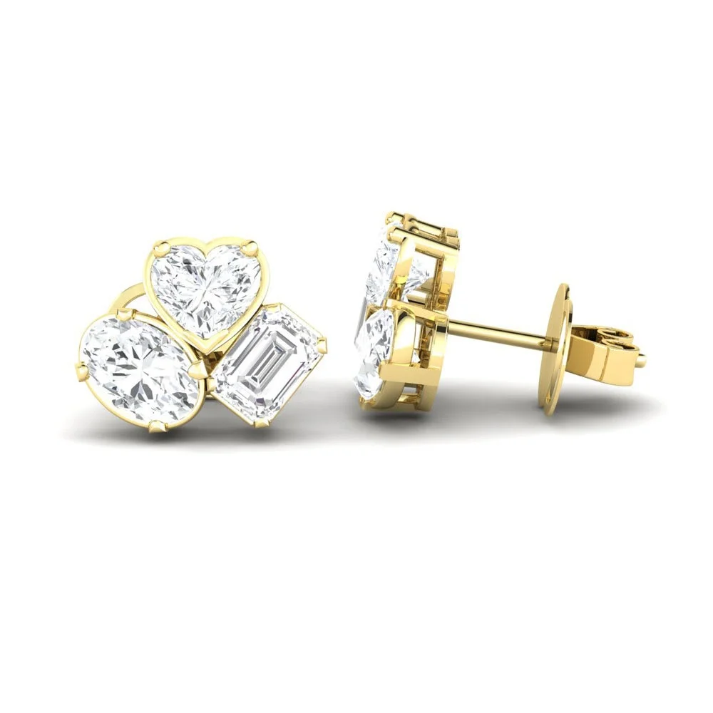 three stone lab diamond studs — Thumbnail 6