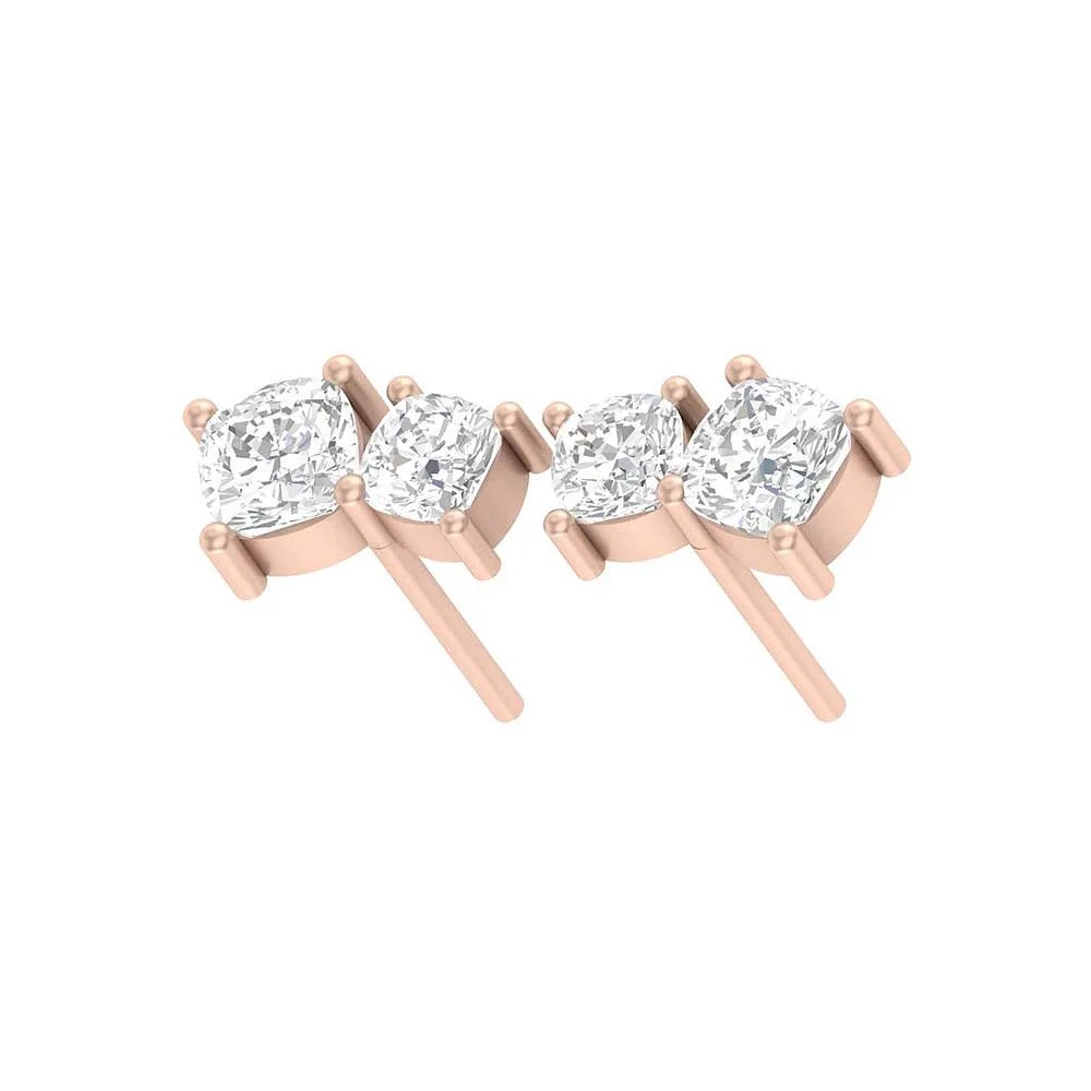 Sweetheart Cushion Lab Diamond Stud Earrings — Earring | Evaan Jewels