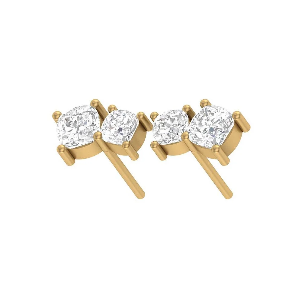 Sweetheart Cushion Lab Diamond Stud Earrings — Thumbnail 3