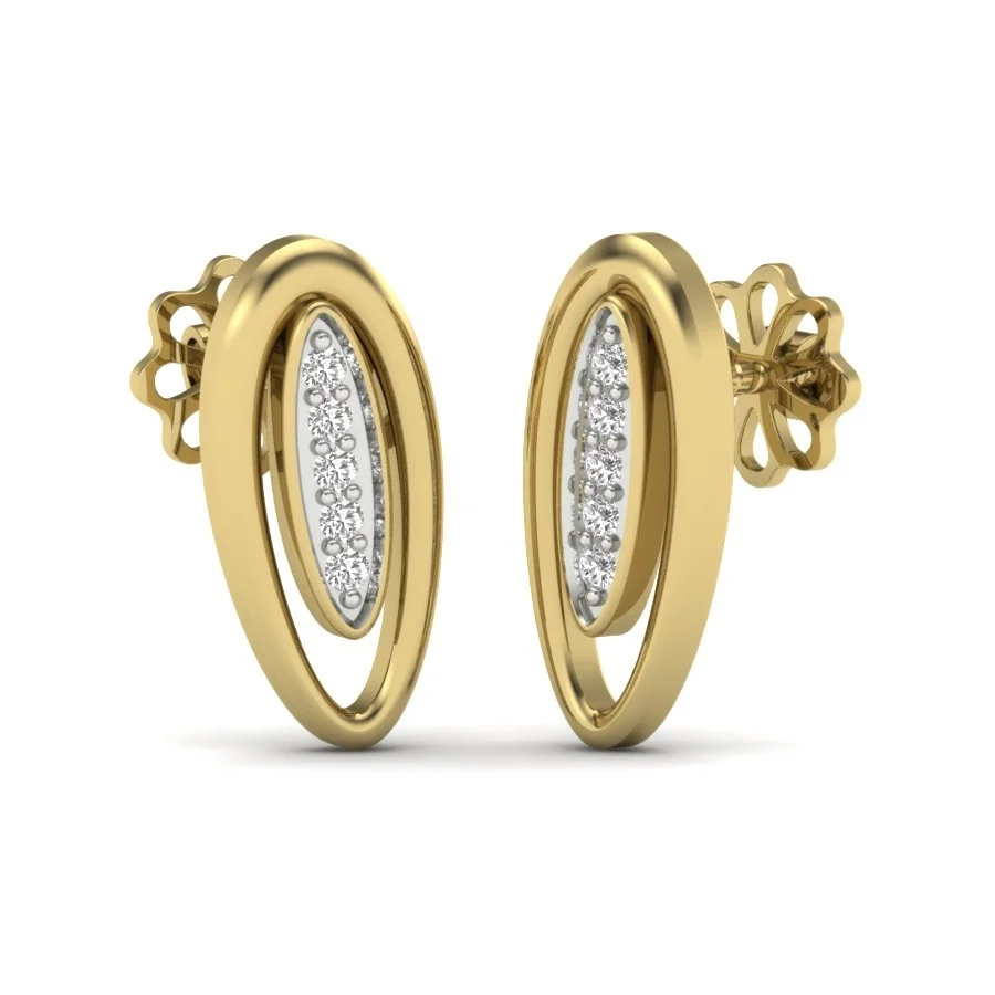 Eterna Oval Glow Studs – Elegant oval-frame studs with shimmering lab grown diamonds, perfect for everyday luxury. — Earring | Evaan Jewels
