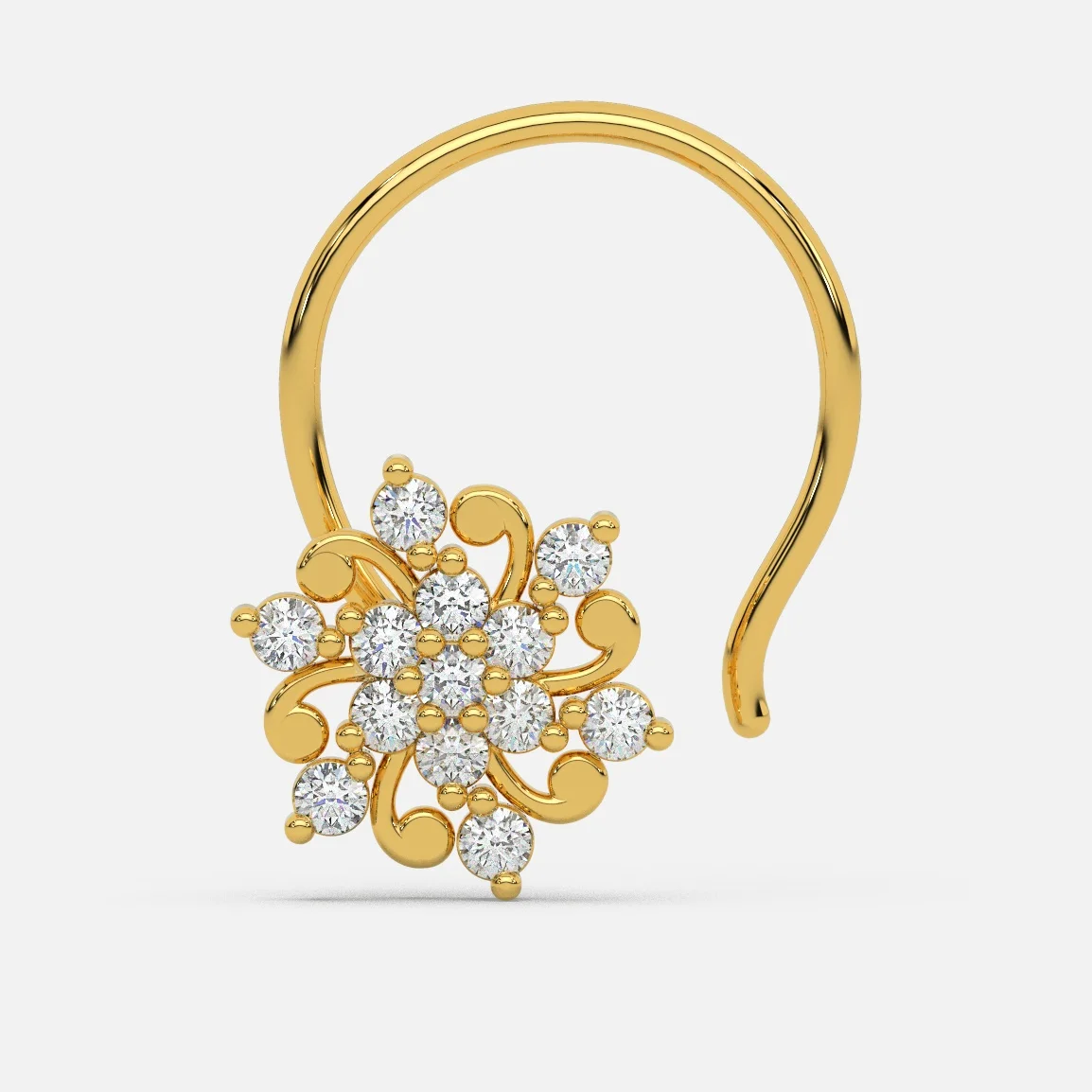 Modern Diamond Nose Pin - NP025 — Nosepin | Evaan Jewels
