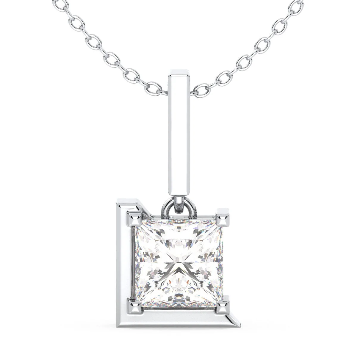 Modern Frame Princess Cut Pendant Necklace — Pendant | Evaan Jewels