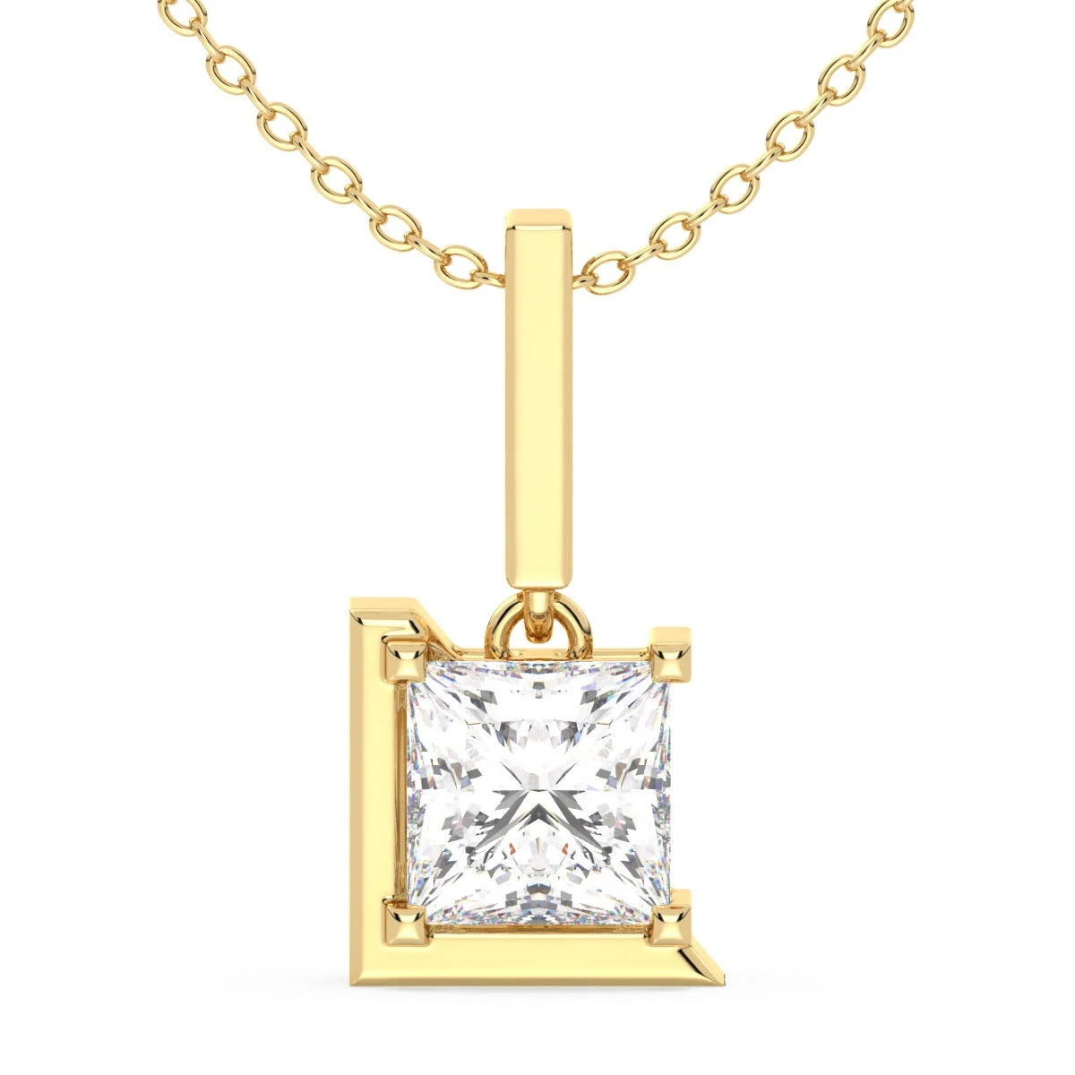Modern Frame Princess Cut Pendant Necklace — Thumbnail 3