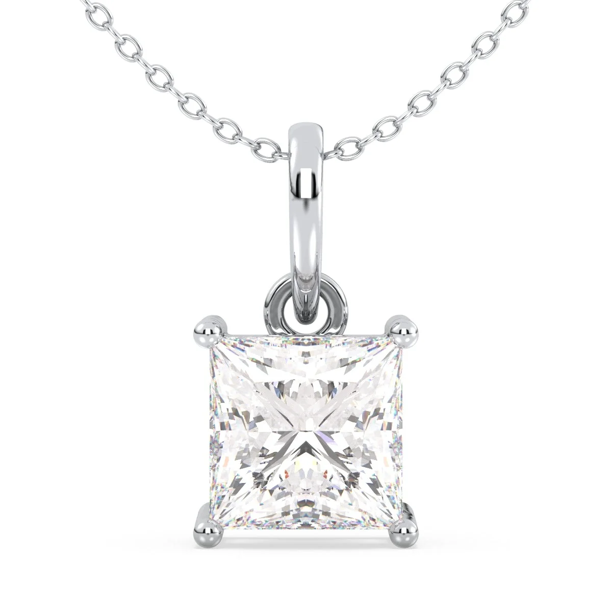 Princess Cut Solitaire Diamond Pendant in Rose Gold (Chain Not Included) — Thumbnail 2