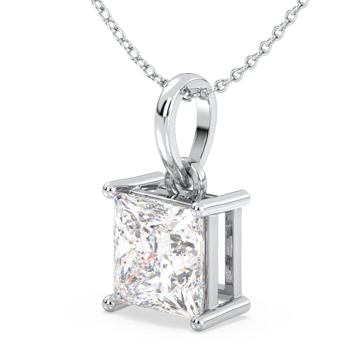 Princess Cut Solitaire Diamond Pendant in Rose Gold (Chain Not Included) — Thumbnail 3
