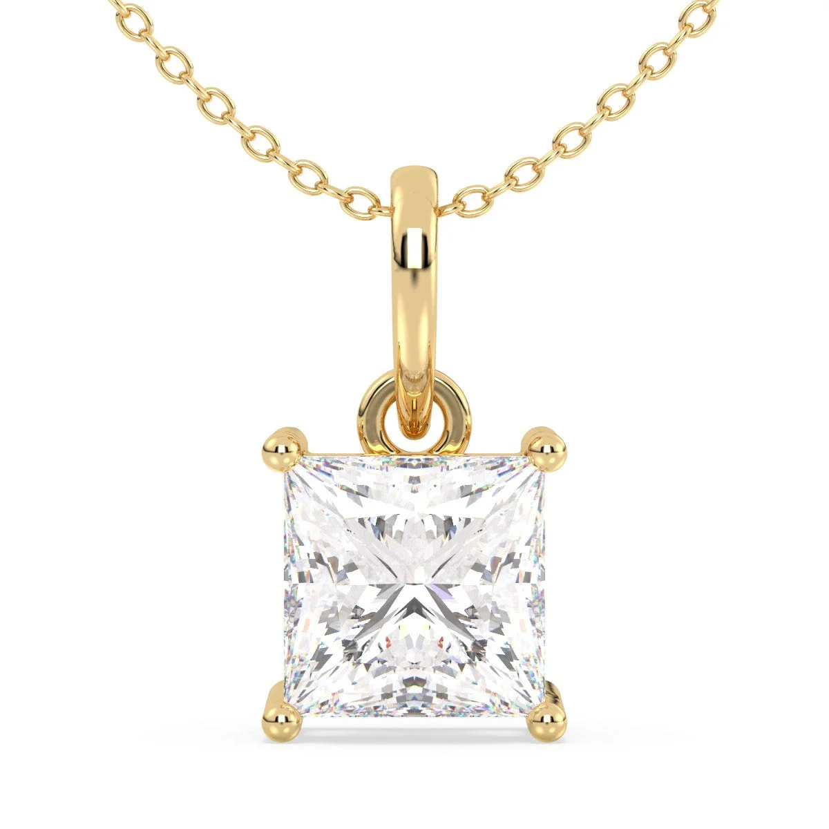 Princess Cut Solitaire Diamond Pendant in Rose Gold (Chain Not Included) — Thumbnail 4