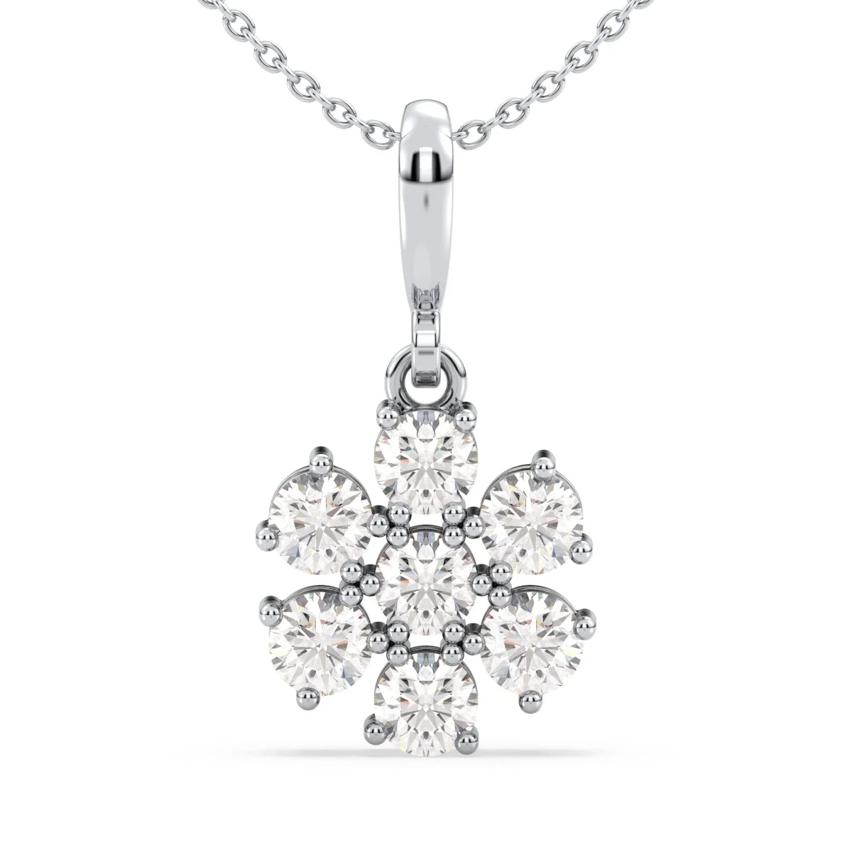 Floral Diamond Cluster Pendant in Yellow Gold (Chain Not Included) — Thumbnail 2
