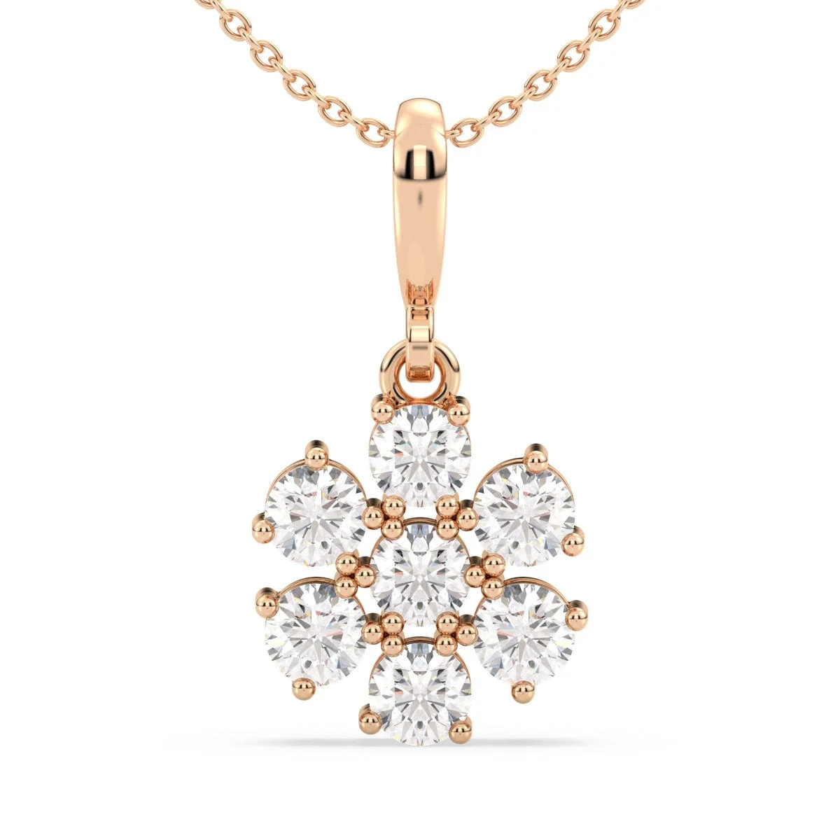 Floral Diamond Cluster Pendant in Yellow Gold (Chain Not Included) — Thumbnail 3