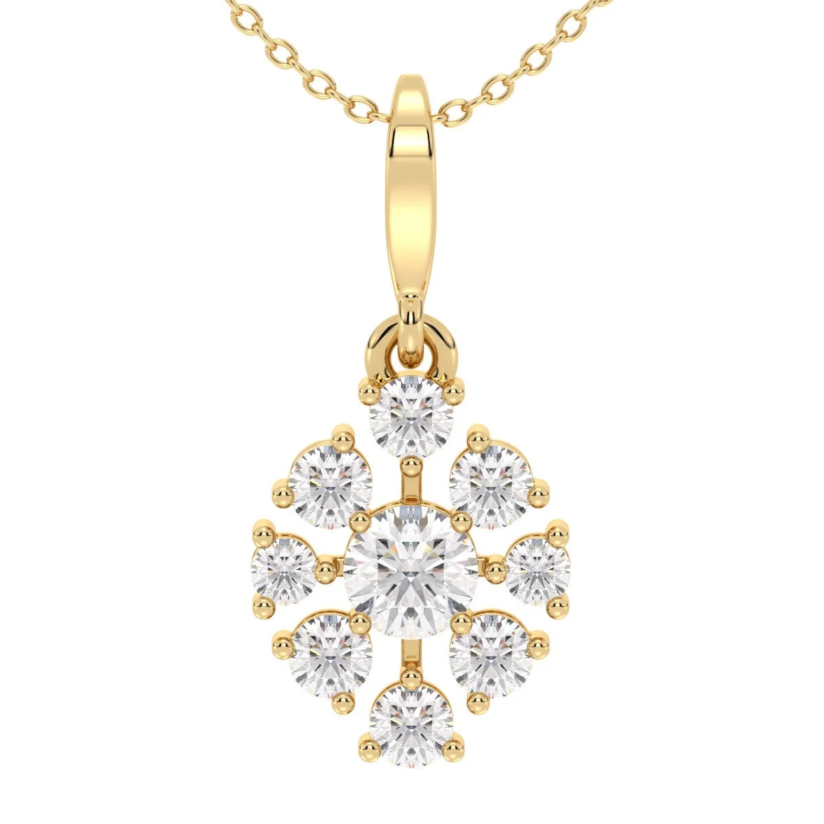 Sunburst Diamond Cluster Pendant in Yellow Gold (Chain Not Included) — Thumbnail 2