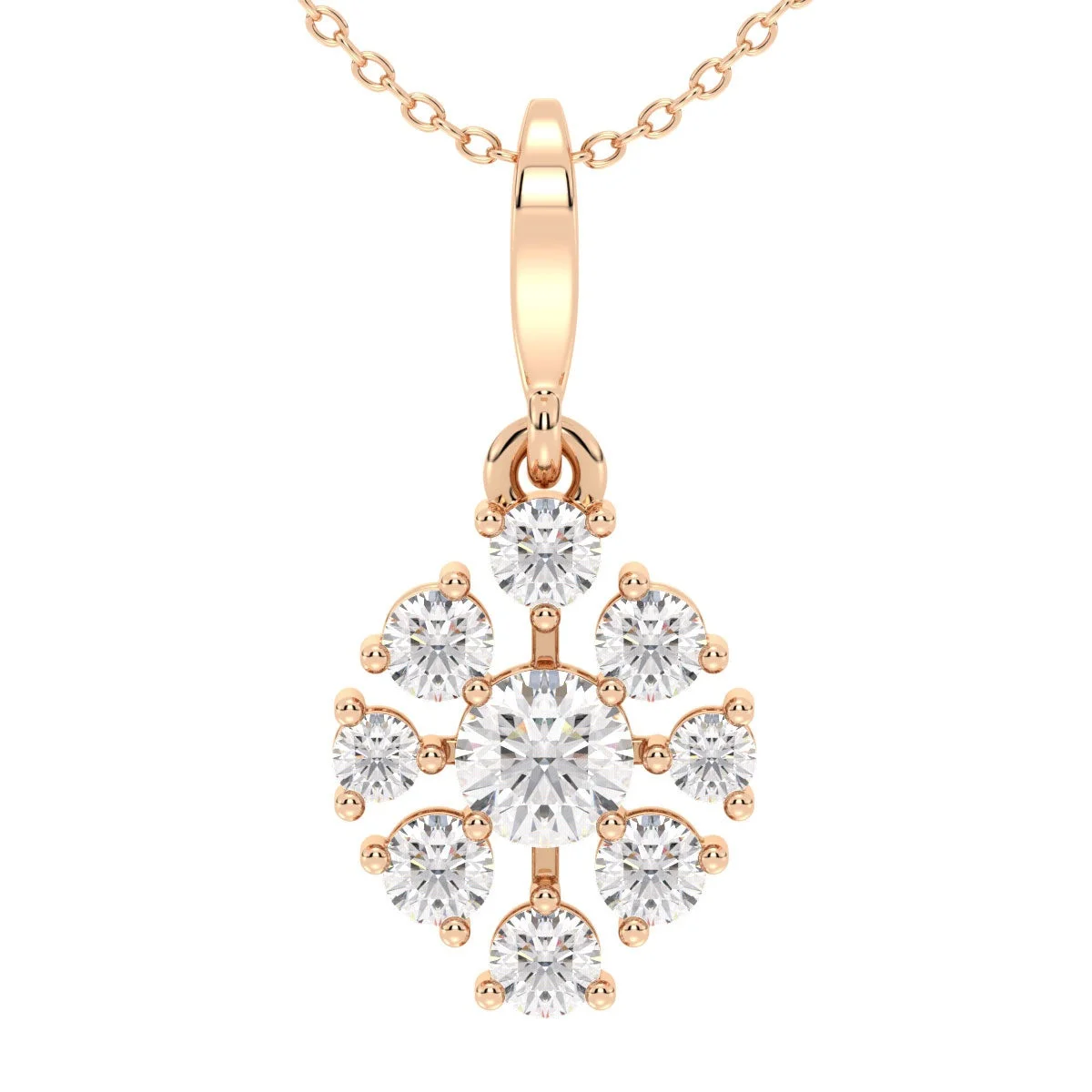 Sunburst Diamond Cluster Pendant in Yellow Gold (Chain Not Included) — Thumbnail 3