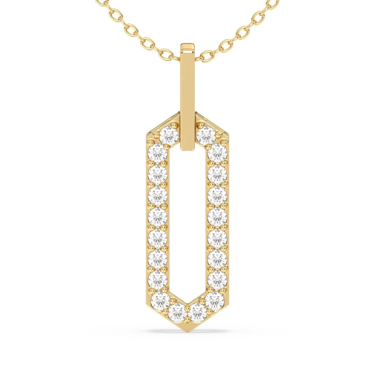 Geometric Diamond Frame Pendant in Yellow Gold (Chain Not Included) — Pendant | Evaan Jewels