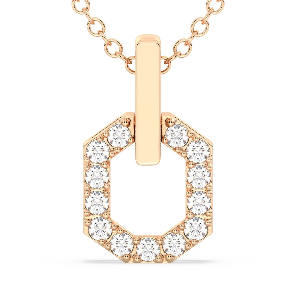 HEXAGONAL Diamond Frame Pendant in Yellow Gold (Chain Not Included) — Thumbnail 2