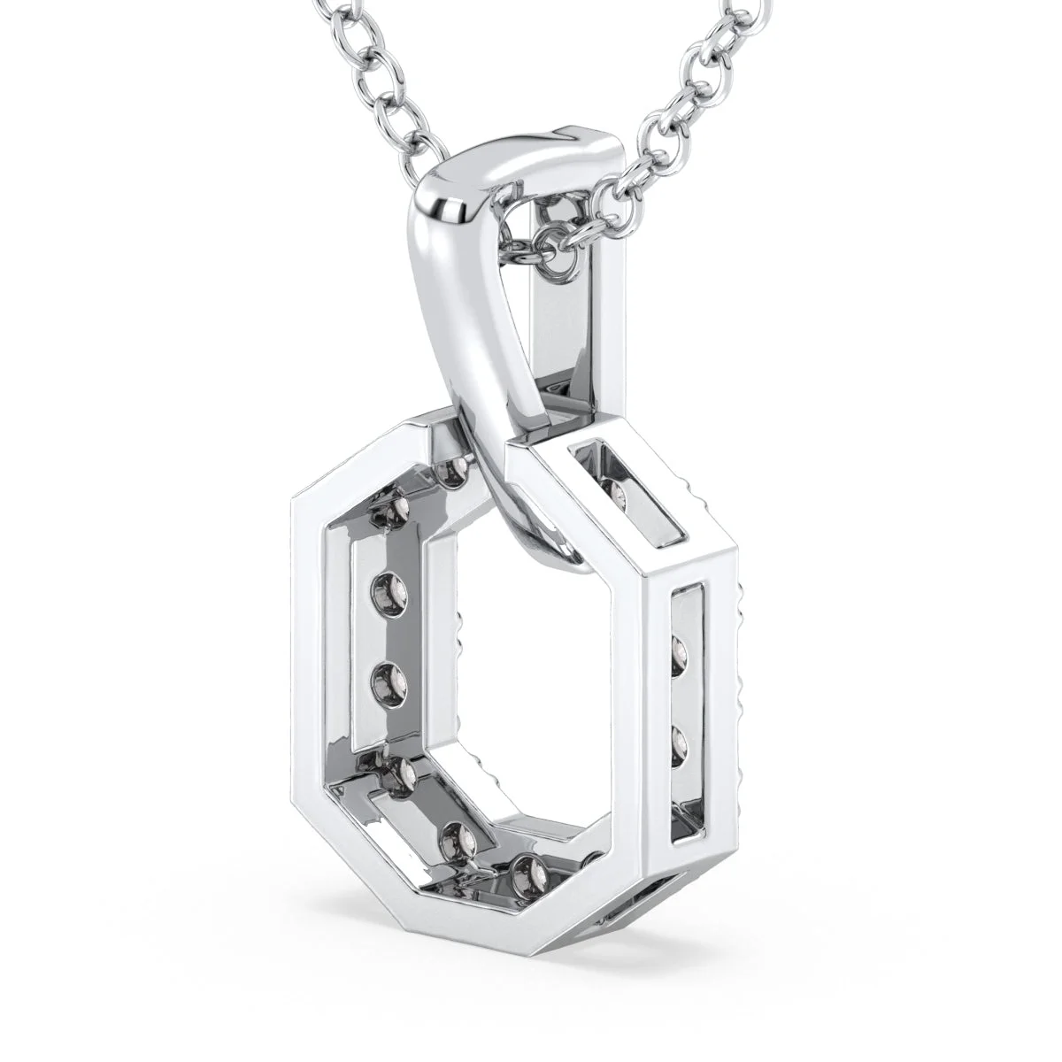 HEXAGONAL Diamond Frame Pendant in Yellow Gold (Chain Not Included) — Thumbnail 3