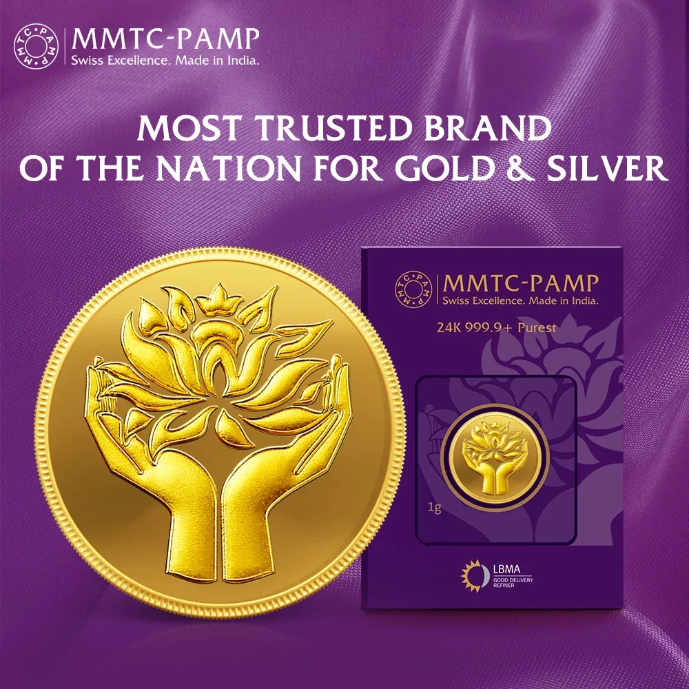 24K (999.9+) Purest 1 g Lotus Gold Coin — Gold & Silver Coin | Evaan Jewels