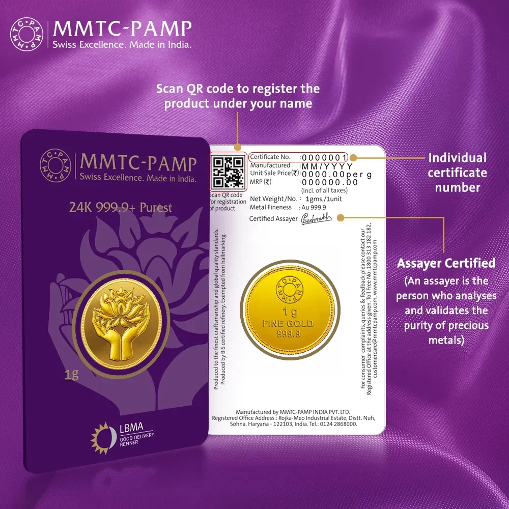 24K (999.9+) Purest 1 g Lotus Gold Coin — Thumbnail 3