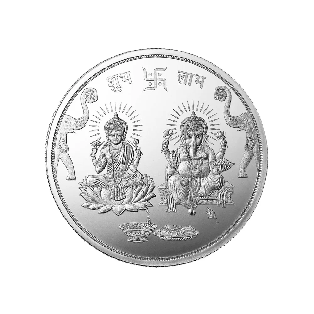 Ganesh Laxmi Silver Coin — Gold & Silver Coin | Evaan Jewels